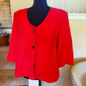 Jones New York Linen Swing Jacket Dark Orange 3/4" sleeves - Size 14W